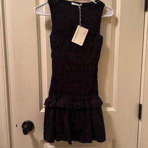 Peppermayo Black Textured Dress with Ruffle Detail